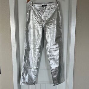 AKIRA “Born to Shine” Metallic Straight-Leg Pants – Size L